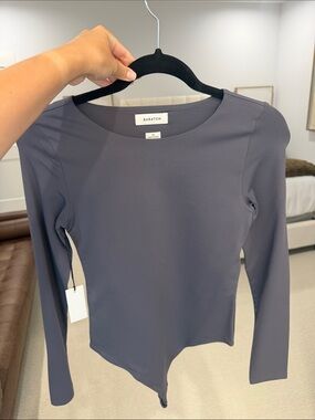 aritzia Long Sleeve Scoop Neck Bodysuit - Charcoal